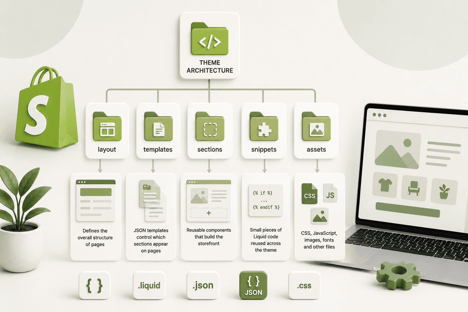 Shopify Theme Architecture Explained: Layout, Templates, Sections, Snippets & Assets