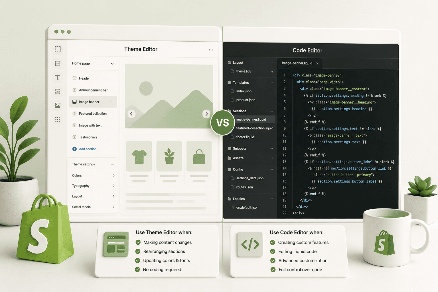 Shopify Theme Editor vs Code Editor: When Should You Use Each? — Built by Saurav
